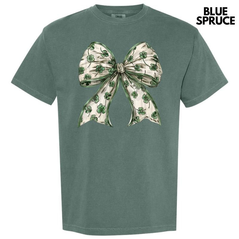 Shamrock Bow Comfort Colors T-Shirt Hoodie, Sweatshirt | PrintMintTees.com
