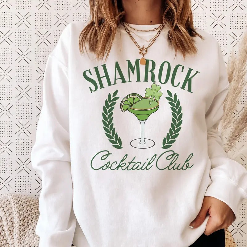 Shamrock Drinking Club St. Pattys Day Sweatshirts St. Patricks Day Clover Pullover Irish Pub Social Club Sweatshirt...