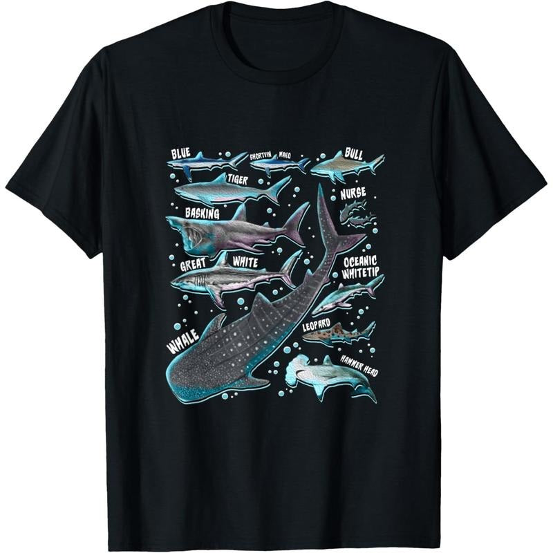 Shark Species Shark Gifts Shark Faces Tee Marine Biology T-Shirt made in usa Hoodie Sweatshirt | PrintMintTees.com
