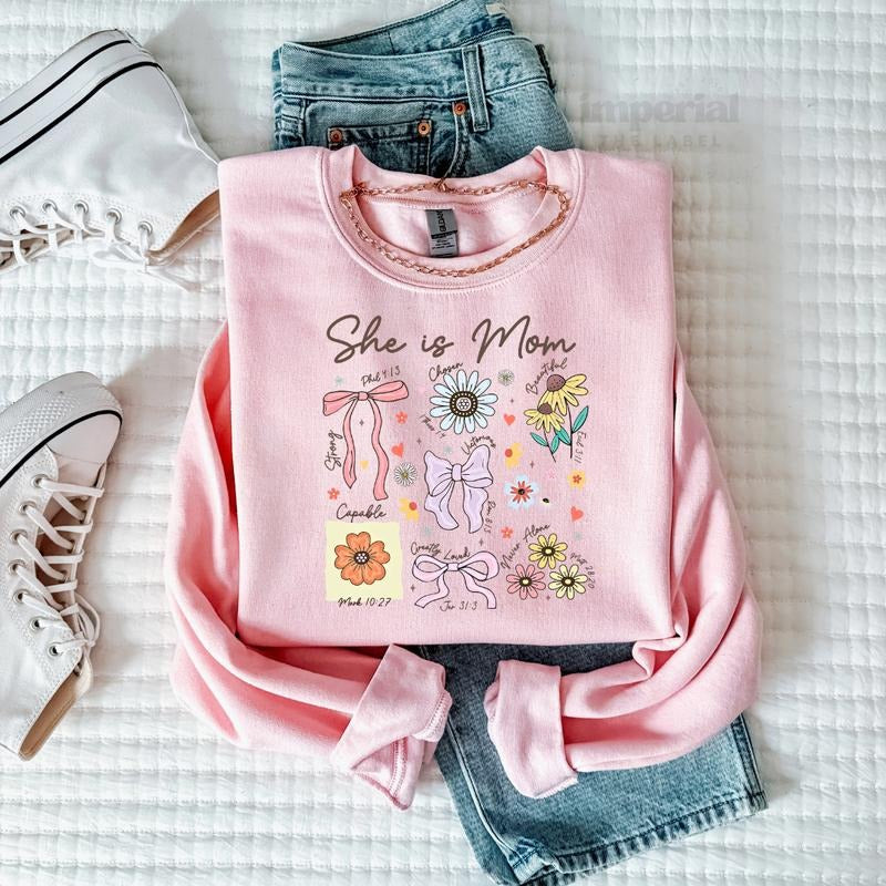 She Is A Mom Sweatshirt, Mom Life Sweatshirt, Funny Mom Sweatshirt, Cute Mom Pullover, Gift for Mom, Mom Appreciation...