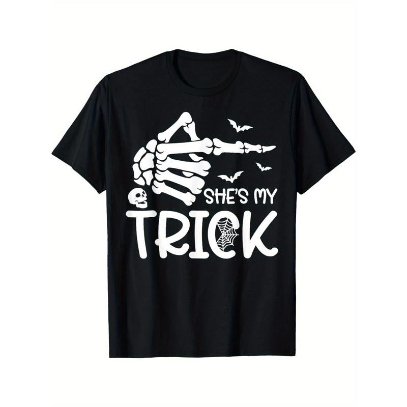 She's My Trick Skeleton Hand Halloween Costume Men's T-Shirt made in usa Hoodie Sweatshirt | PrintMintTees.com