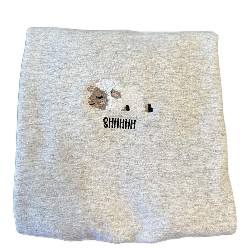 Sheep SHHHHHH Embroidered Crewneck Sweatshirt T-Shirts, Hoodie | PrintMintTees.com