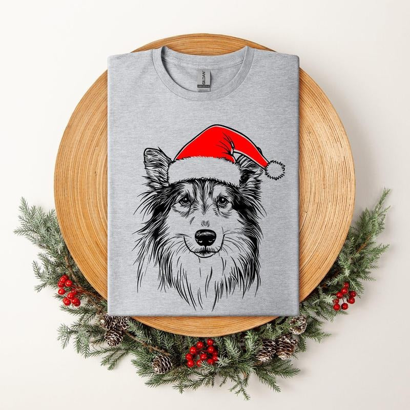 Sheltie Shetland Sheepdog Santa Dog Dog Lover Pet Soft Shirt Hoodie Sweatshirt
