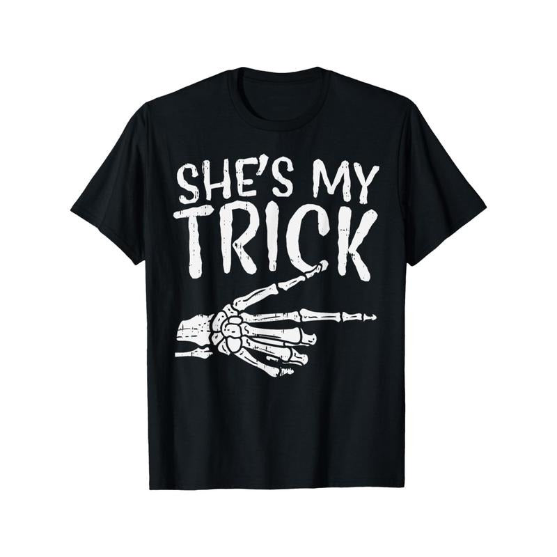 Shes My Trick Matching Couple Halloween Costume Boyfriend T-Shirt made in usa Hoodie Sweatshirt | PrintMintTees.com