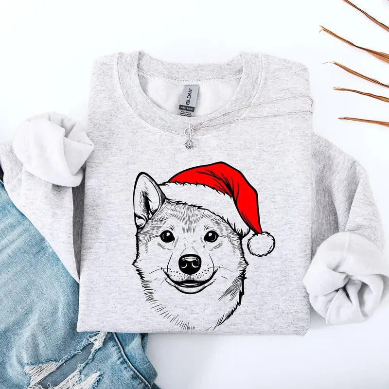 Shiba Inu Santa Dog Dog Lover Pet Crew Neck T-Shirts, Hoodie, Sweatshirt
