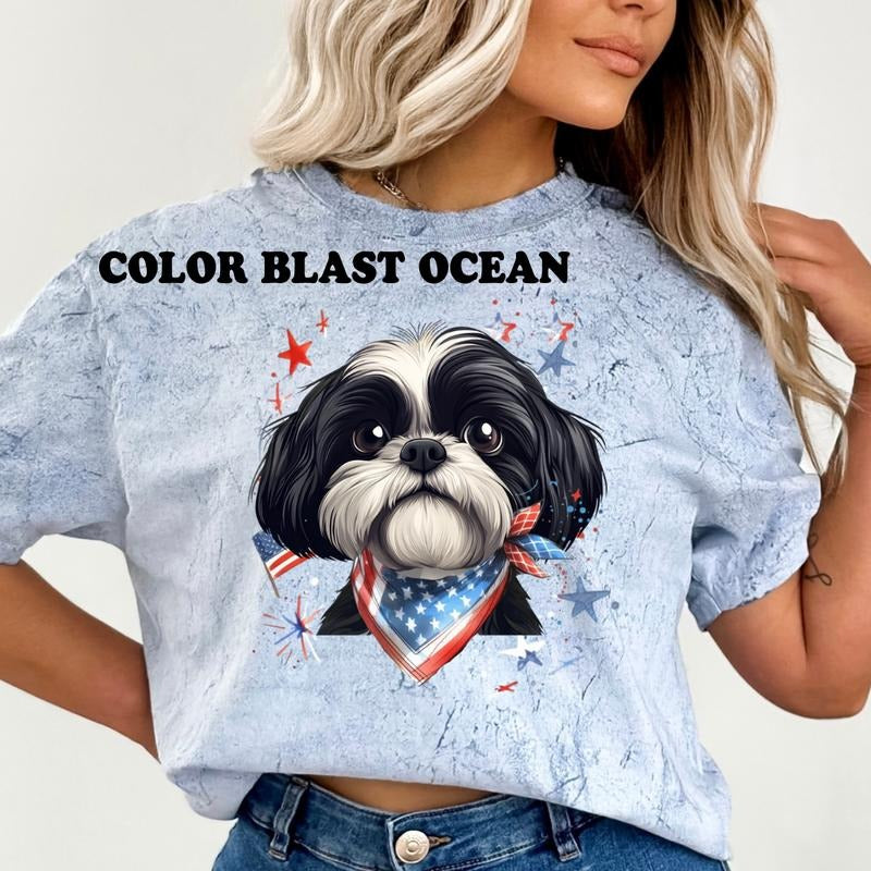 Shihtzu Patriotic Dog Shirt ~ Unisex Apparel Relaxed Fit Printed In The USA Clothing Womenswear Casual Comfort Cotton Top...