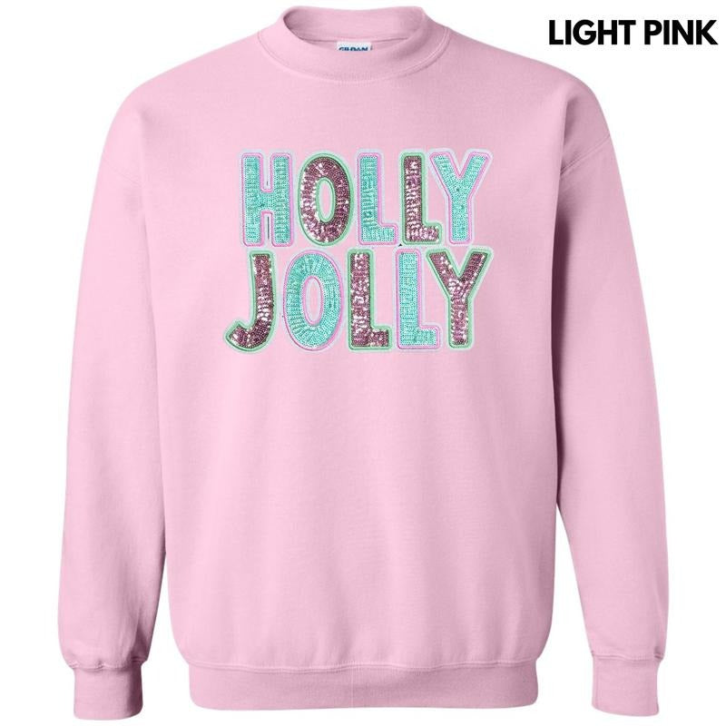 Shimmer Sequin Holly Jolly Patch Sweatshirt T-Shirts, Hoodie | PrintMintTees.com