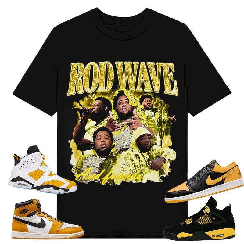 Shirt Black to match A J 6s Yellow Ochre, A J 1 Yellow Ochre, A J 4 Thunder, Rd Wave, Sweatshirt To Match Sneaker Hoodie