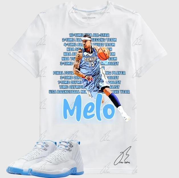 Shirt To Match AJ 12 Melo- Blue, Graphic Tee,Best Gift,Birthday,Sneaker Match,Mens Shirt Hoodie Sweatshirt