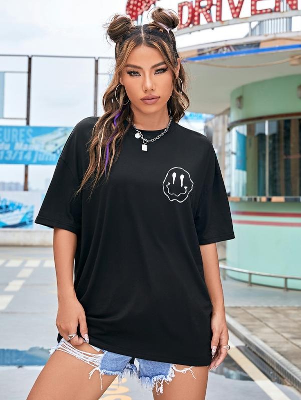 Short-Sleeve T Shirts Letter Print Oversized Top Graphic Tees Loose Casual Summer Tops Hoodie, Sweatshirt | PrintMintTees.com