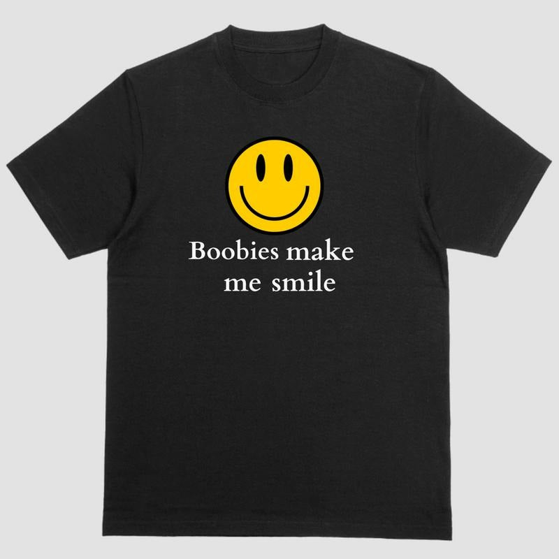 Short sleeve T shirt, BOOBIES MAKE ME SMILE Hoodie Sweatshirt | PrintMintTees.com