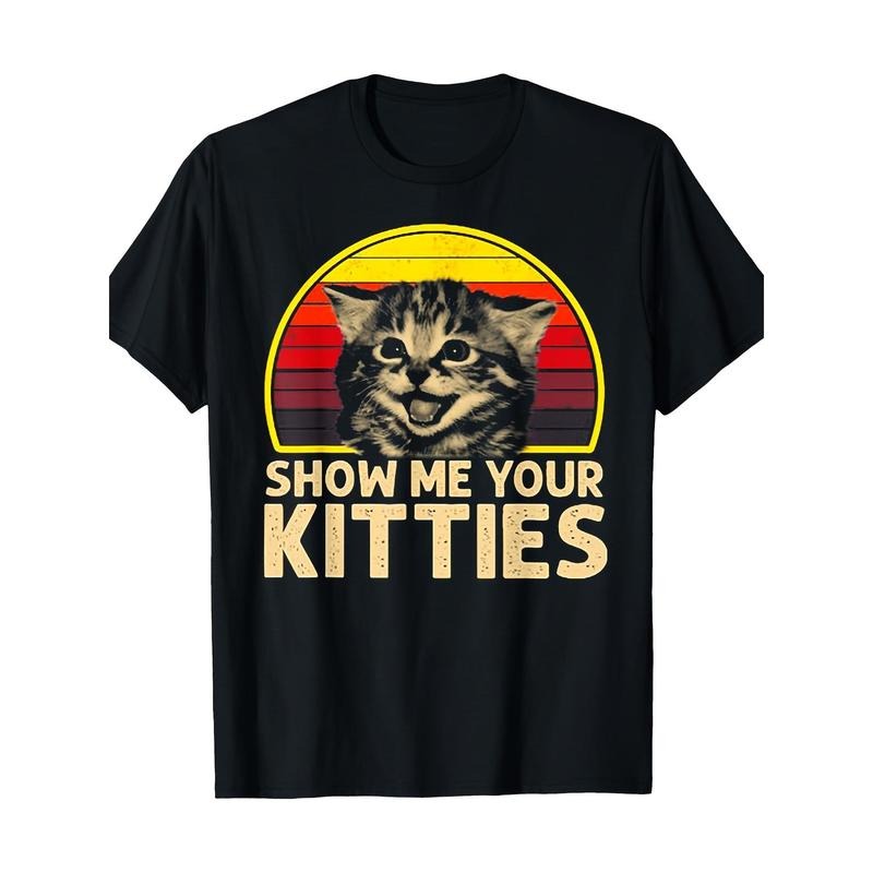 Show Me Your Kitties Cat Lover Retro Vintage Sunset T-Shirt 100%cotton Made in USA Hoodie Sweatshirt | PrintMintTees.com