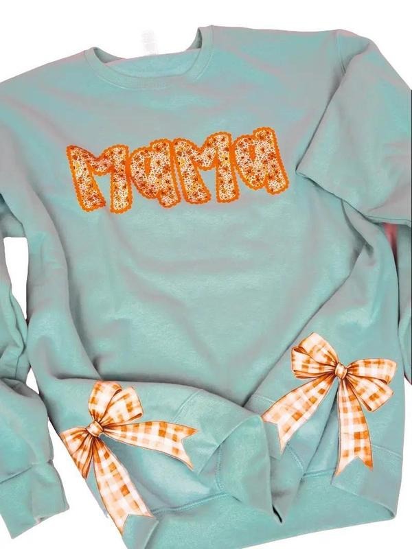 Side Bows Fall CUSTOM NAME Unisex NuBlend Crew Sweatshirt fall pumpkin Shirt Hoodie | PrintMintTees.com