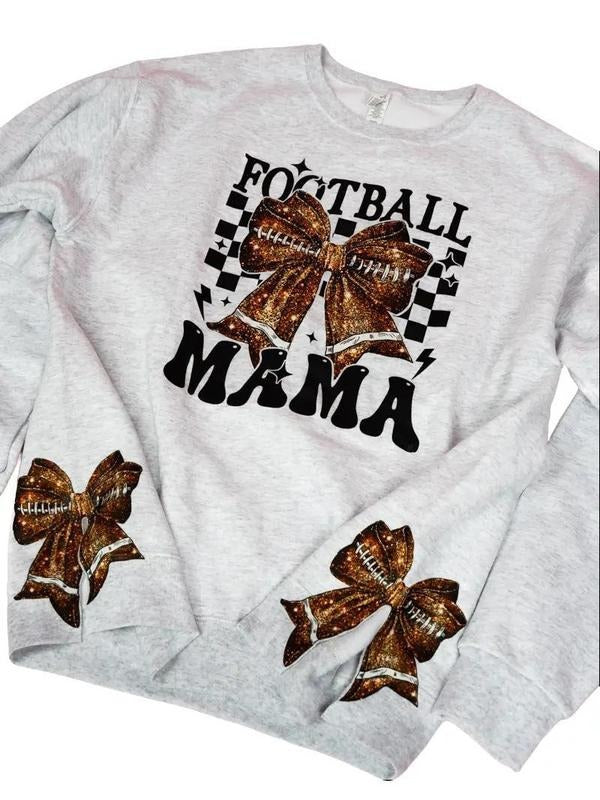 Side Bows Football Mama Unisex NuBlend Crew Sweatshirt football mom Shirt Hoodie | PrintMintTees.com