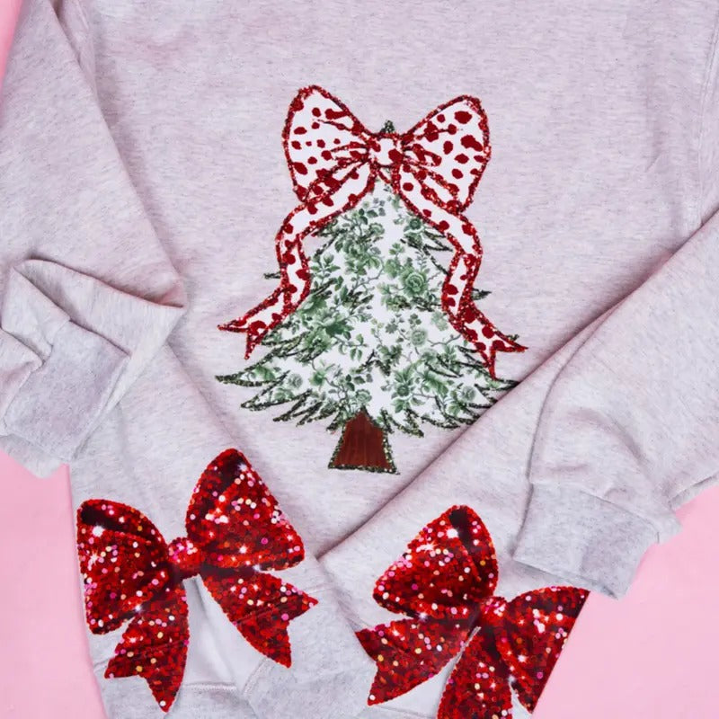 Side Bows Green Chinoiserie Tree Sweatshirt  PREPPY BOWS CHRISTMAS 2024 Shirt Hoodie | PrintMintTees.com