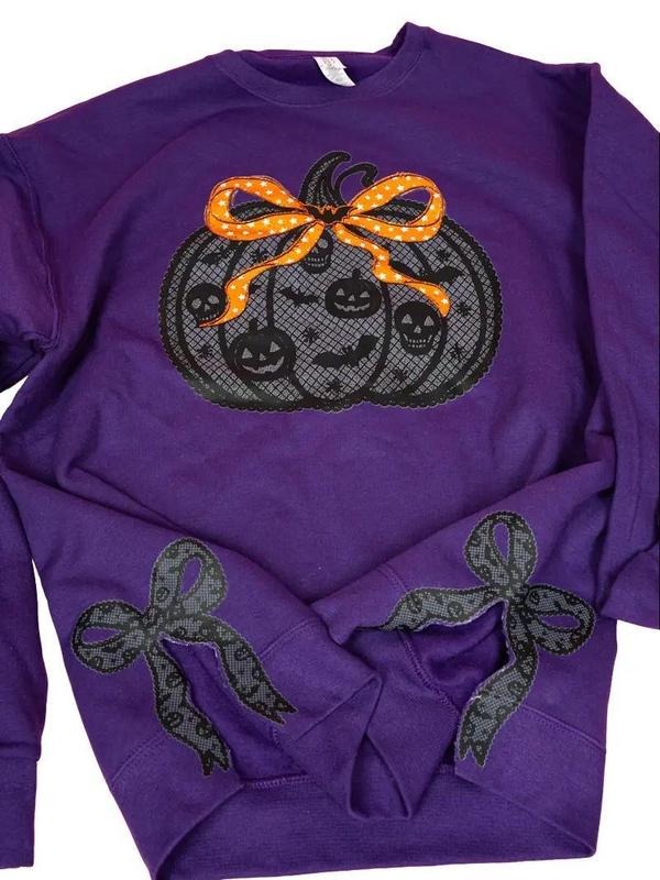 Side Bows Lace & Lanterns Unisex NuBlend Crew Sweatshirt fall pumpkin Shirt Hoodie | PrintMintTees.com