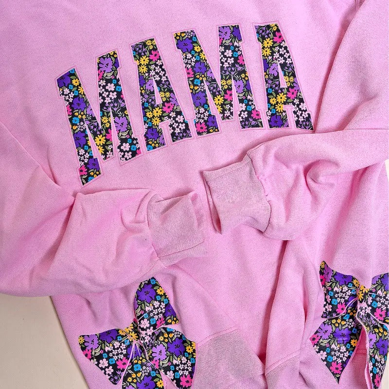 Side Bows Lavender Dreams Arched Mama Unisex NuBlend Crew Sweatshirt Mama Bows Girly Shirt Hoodie | PrintMintTees.com