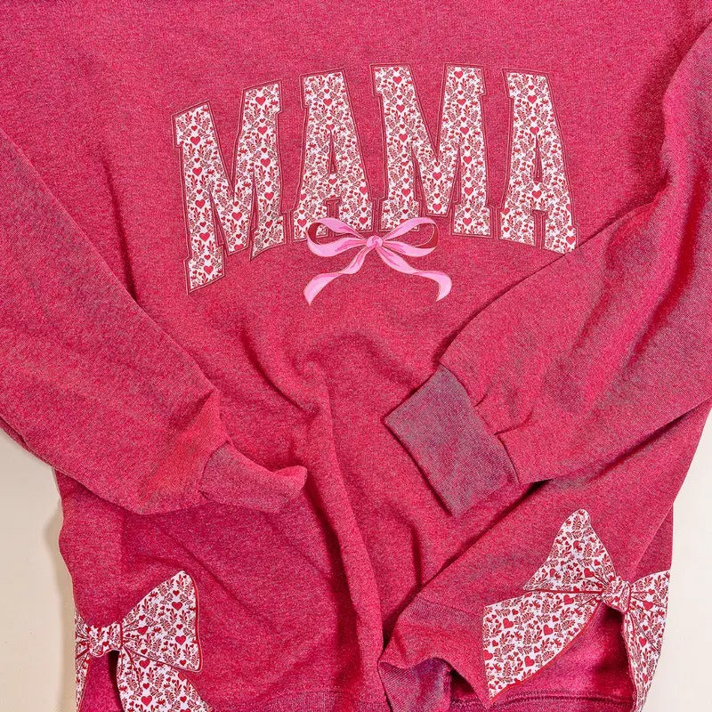 Side Bows Mama Arched Ivory Valentine Unisex NuBlend Crew Sweatshirt Mama Bows Girly Shirt Hoodie | PrintMintTees.com