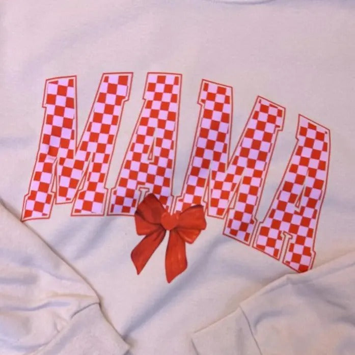 Side Bows SWEET HEARTS FOR MAMA Unisex NuBlend Crew Sweatshirt MAMA Trendy Cozy Fleece Shirt Hoodie | PrintMintTees.com