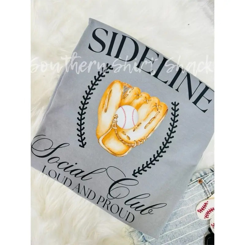 Sideline Social Club Baseball T shirt  | Baseball Season | Baseball Mama | Granite comfort colors T shirt top Hoodie...