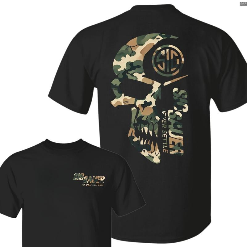 Sig Sauer Never Set Black Double Sided T-shirt, Retro Crewneck, Gift For Lovers,, Trendy Top Hoodie Sweatshirt