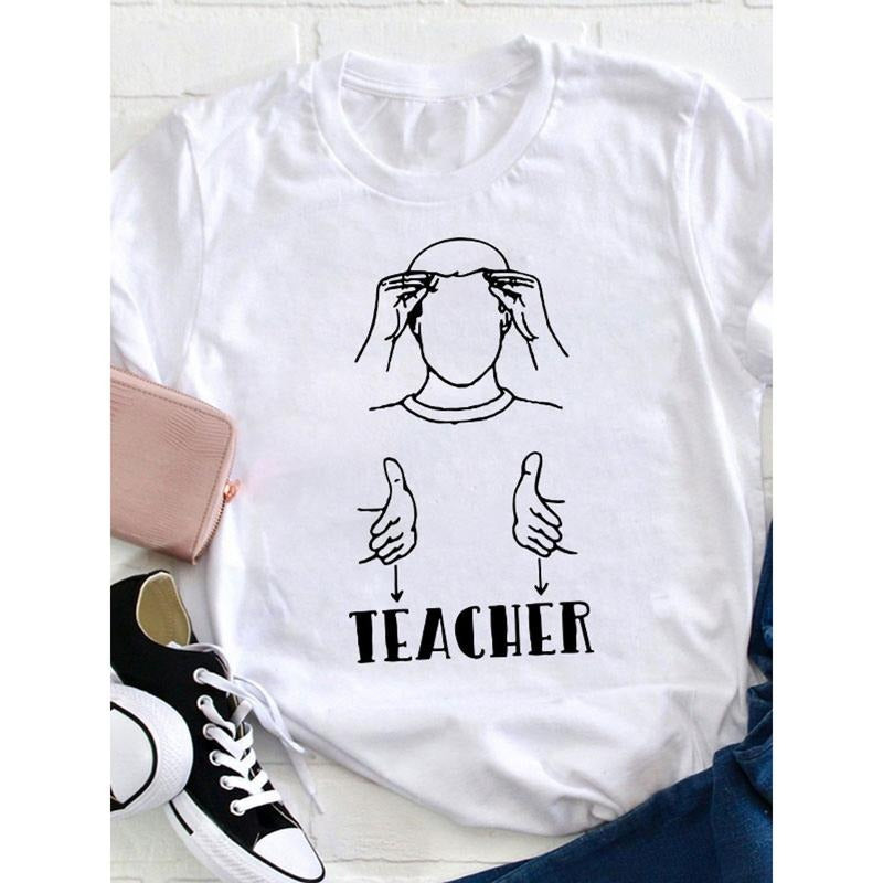 Sign Language Teacher T Shirt, Loose, Women'S Casual Round Neck T-Shirt style 02 Hoodie Sweatshirt | PrintMintTees.com