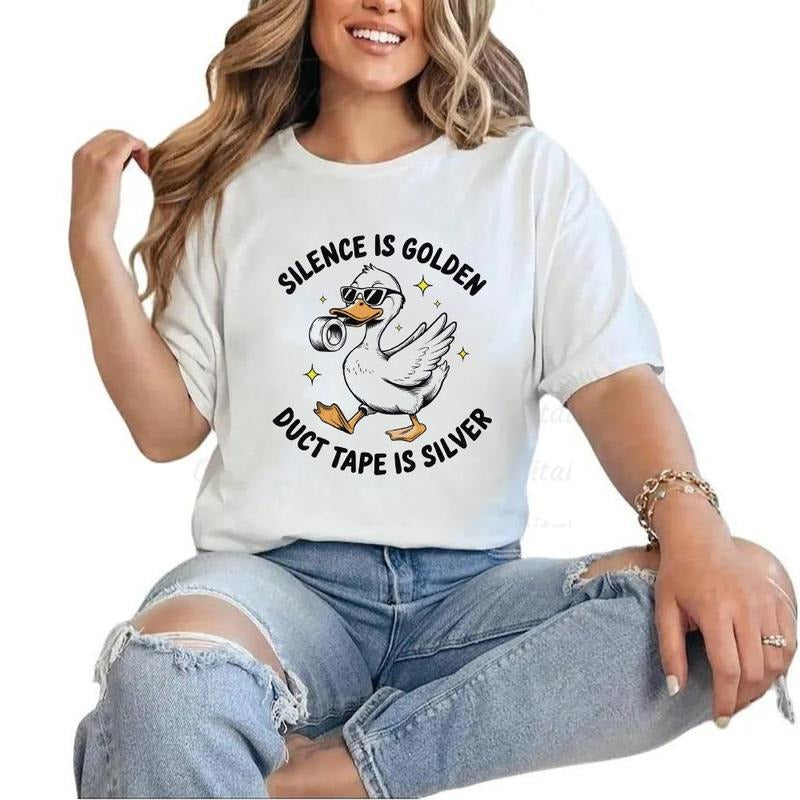 Silence Is Golden Duck Tape Is Silver T-shirt Funny Duck Retro T-Shirt Unisex Hoodie Sweatshirt | PrintMintTees.com
