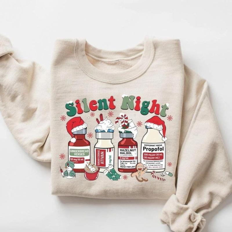 Silent Night Christmas Sweatshirt, Christmas Nurse Sweater, Medical Christmas Sweatshirt, ICU Nurse Christmas Sweater,...