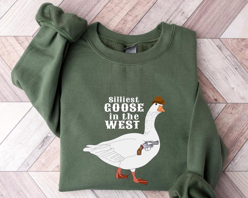 Silliest Goose In The West Sweater, Cowboy Duck Sweater, Western Sweater, Goose Sweatshirt, Silly Goose, Unisex...