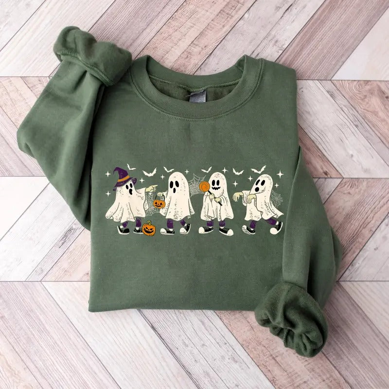 Silly Ghosts Sweatshirt, Funny Halloween Ghosts Sweater, Vintage Ghost Shirt, Ghost Shirt, Ghosts Trick Or Treat...