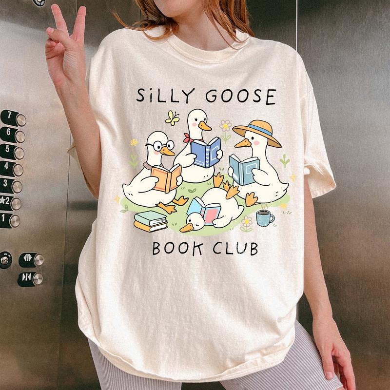 Silly Goose Book Club Shirt, Reading Goose Tee, Silly Goose Shirt, Gift for Book Lover, Shirt for Reading Teacher, Book...