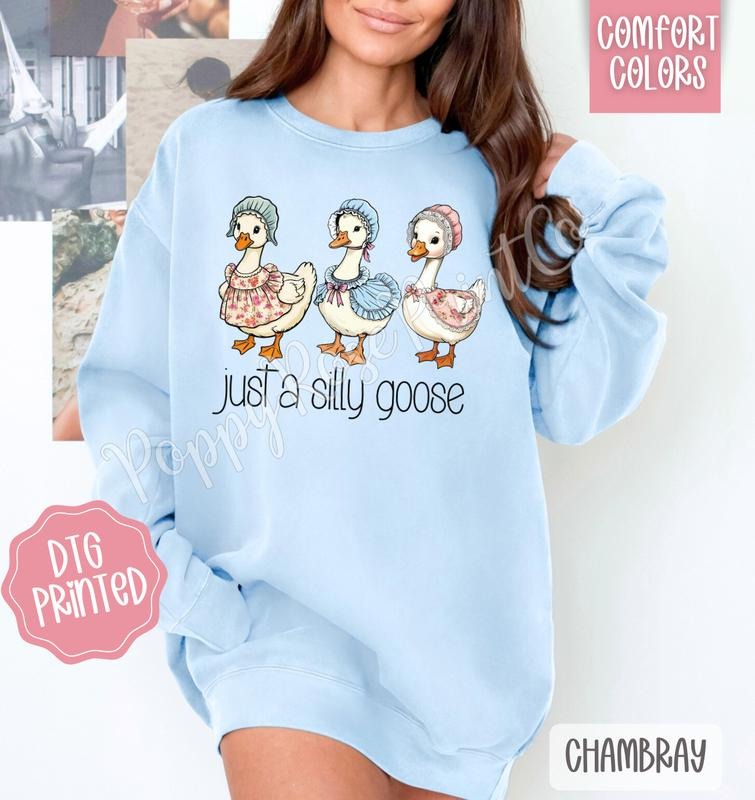 Silly Goose Comfort Colors Sweatshirt, Cute Summer Sweater, Trendy Women's Crewneck, Gift for Her Shirt Hoodie