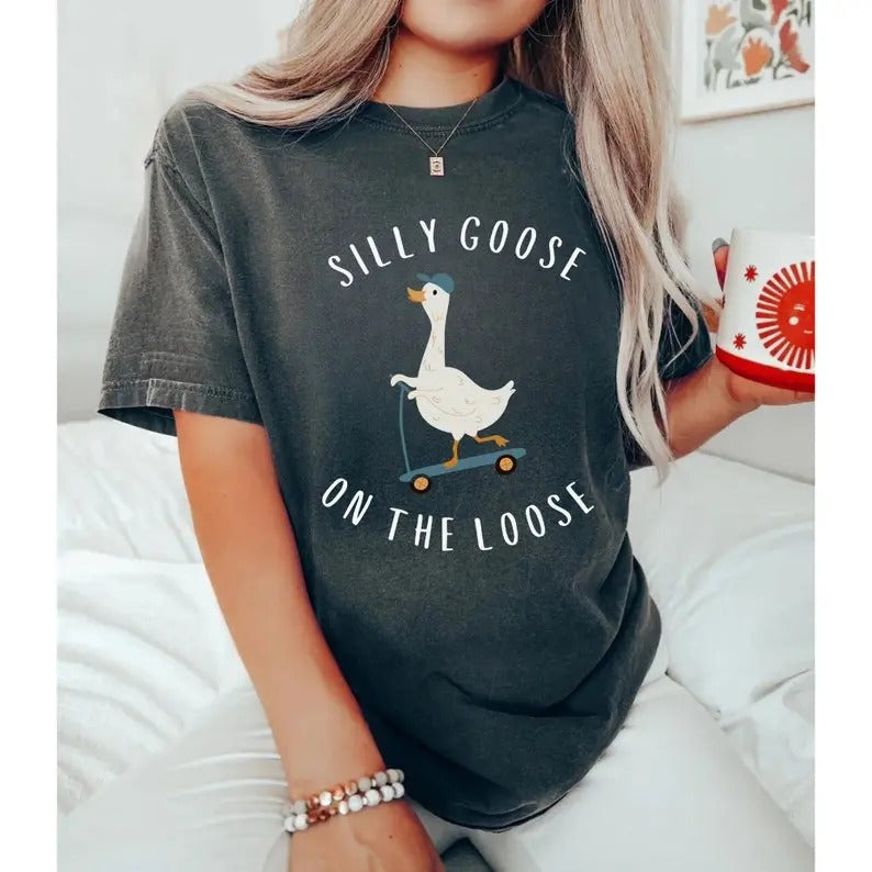 Silly Goose On The Loose Tshirt, Funny Graphic Meme Tee, Funny Goose Shirt, Animal Lover Gift, Silly Shirt, Gifts Top...