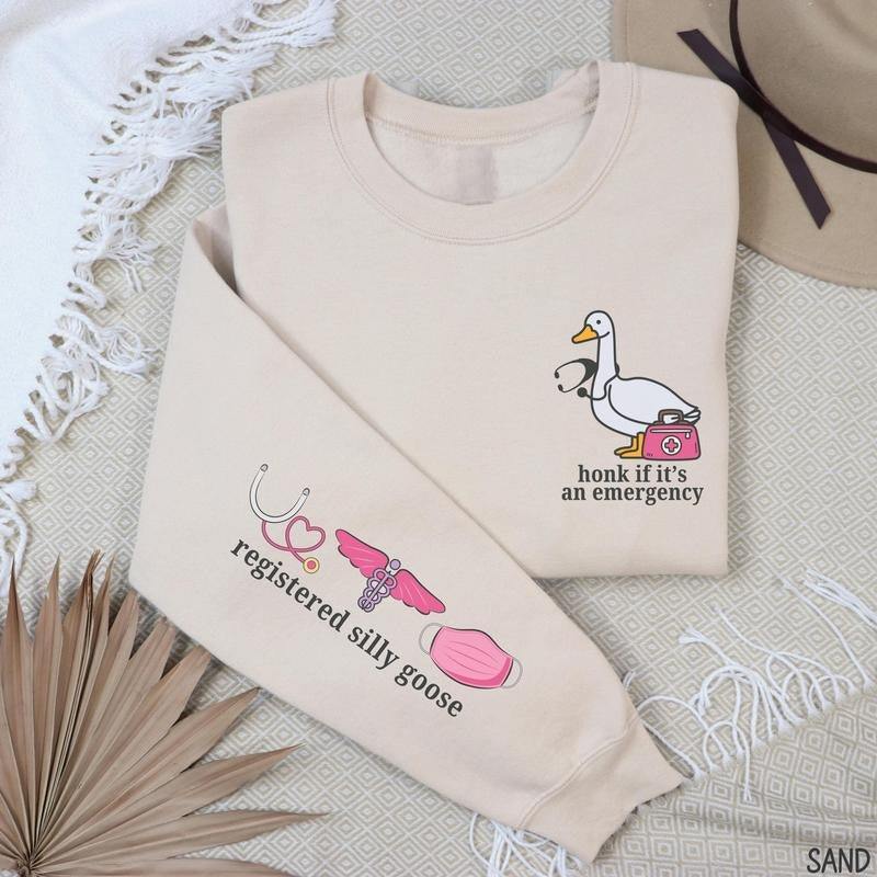 Silly Goose Registered Nurse Sweatshirt, RN Crewneck Sweater, Emergency Department Nurse Sweatshirt, RN ER Sweatshirt,...