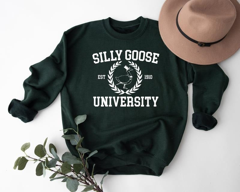 Silly Goose University Crewneck Sweatshirt, Silly Goose Lover, Unisex Silly Goose University Shirt, Funny Men's...