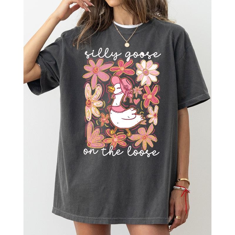 Silly Goose Loose Summer Funny Spring Floral Boho Comfort Colors Comfort Colors T-Shirts, Hoodie, Sweatshirt