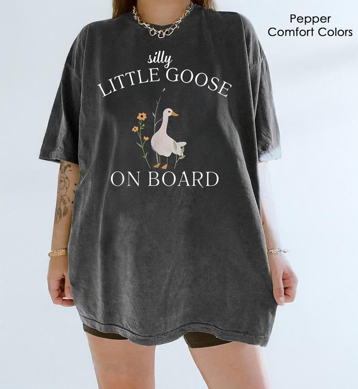 Silly Little Goose On Board Shirt, Silly Goose Pregnancy Announcement Shirt, Funny Goose Bump Pregnant, Maternity Tee,...