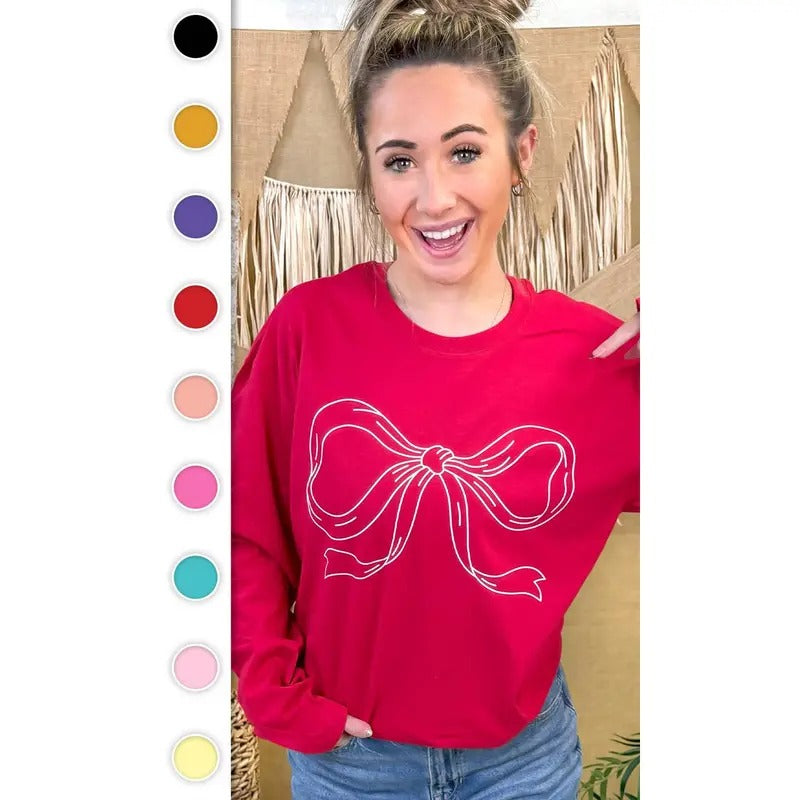 Simple Bow Graphic Long Sleeve T-Shirt Hoodie Sweatshirt | PrintMintTees.com