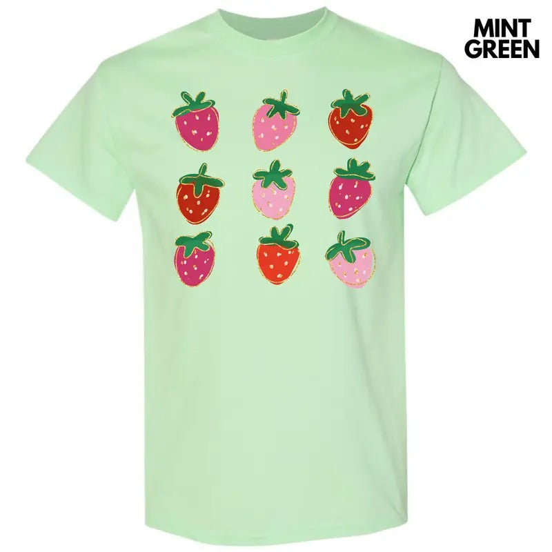 Simple Strawberry Collage Gildan Short Sleeve T-Shirt 'NLB' Hoodie, Sweatshirt | PrintMintTees.com
