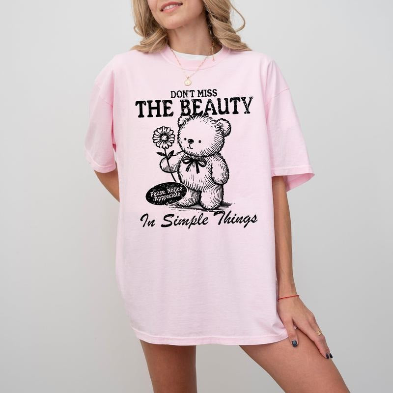 Simple Things Teddy Bear Mental Health Meme Comfort Color Shirt Hoodie Sweatshirt