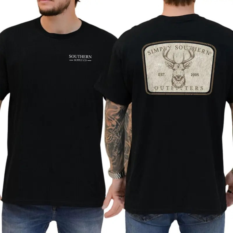 Simply Southern Deer Head T-Shirt - Rustic Deer Outdoor Top Hoodie Sweatshirt | PrintMintTees.com