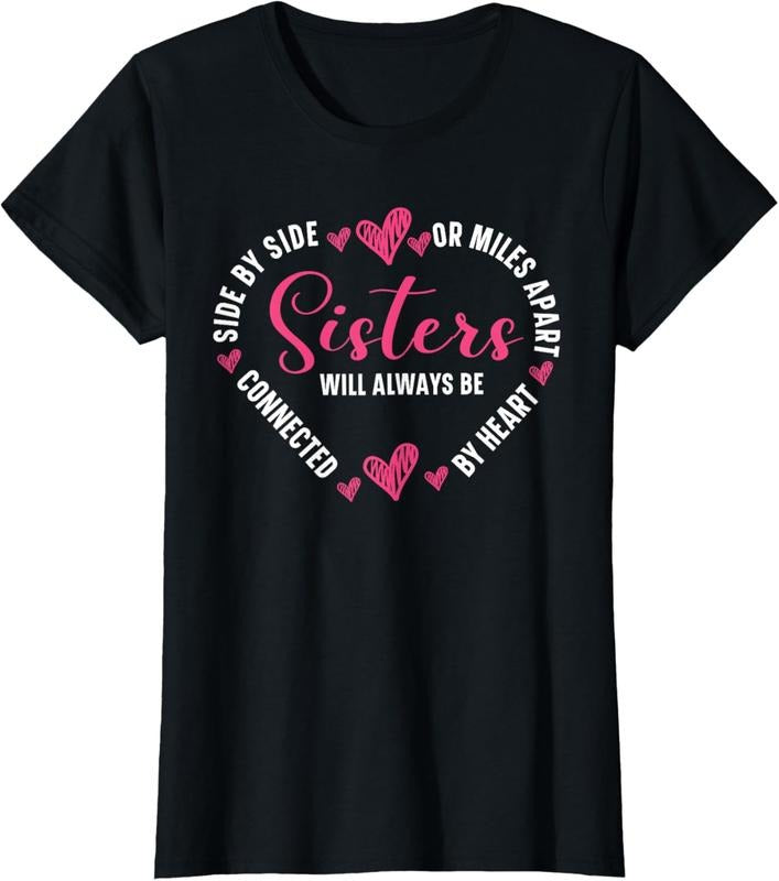 Sisters Will Always Be Connected By Heart Sister Sibling T-Shirt Hoodie, Sweatshirt | PrintMintTees.com