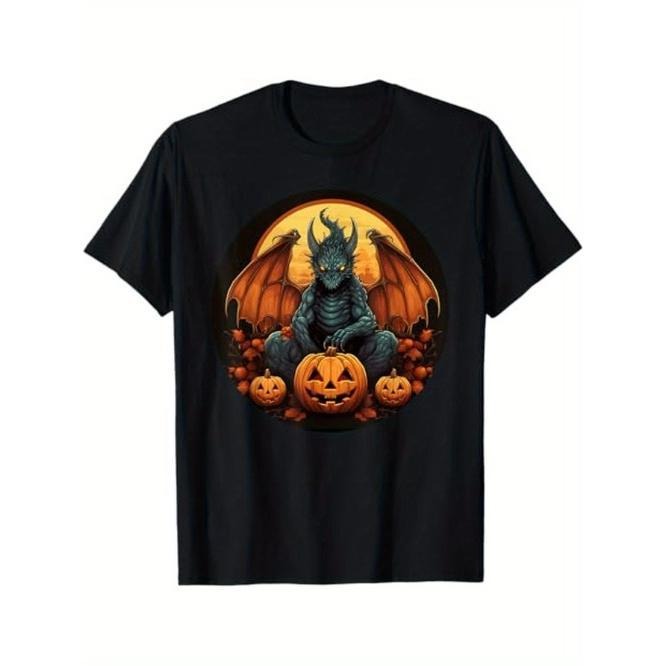 Sitting Dragons Face with Pumpkins T-Shirt,  Gift for Dragon and Pumpkin Lovers, Halloween Gift Made in USA Hoodie Sweatshirt