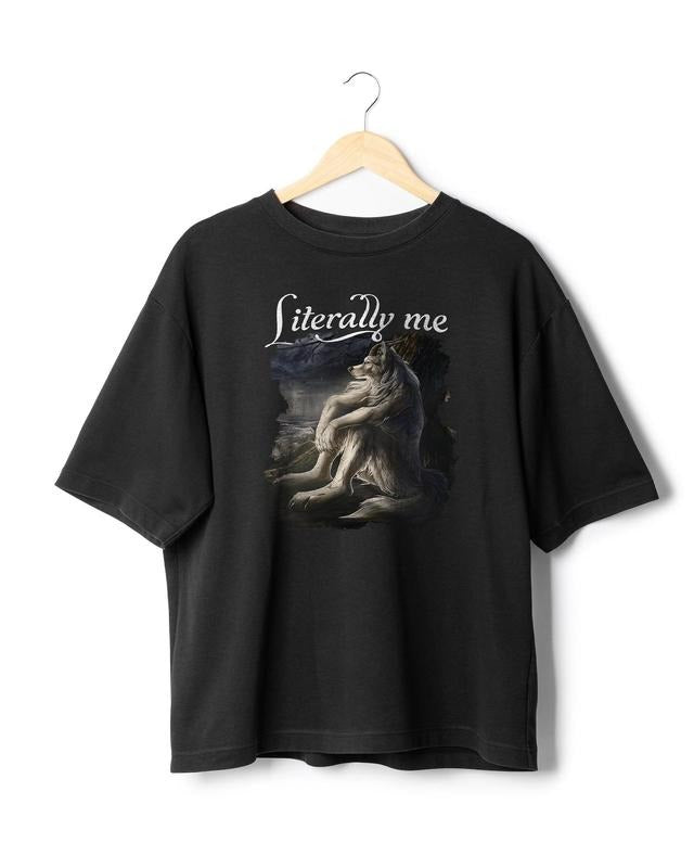 Sitting wolf shirt literally me funny meme tshirt Menswear Top Hoodie Sweatshirt | PrintMintTees.com
