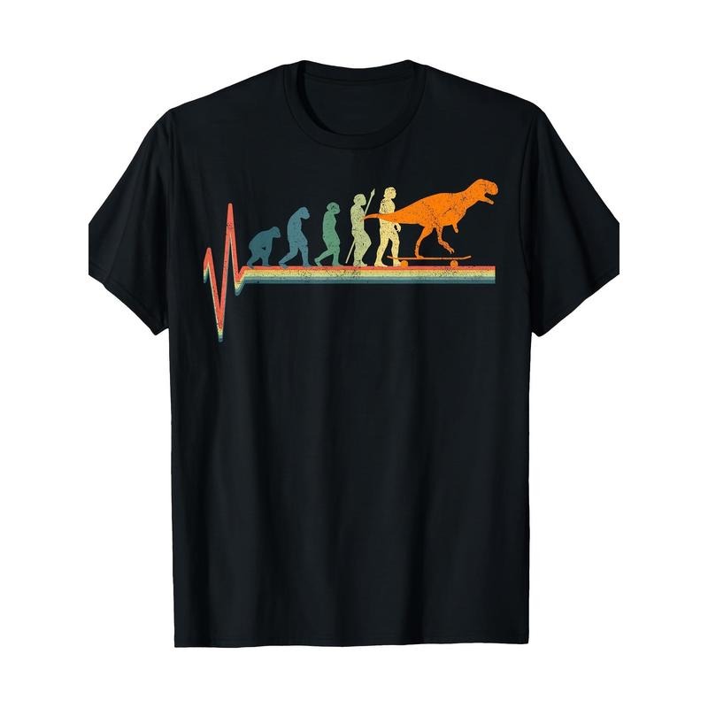 Skateboard Heartbeat T. Rex T-shirt 100% cotton T-shirt Made in USA Hoodie Sweatshirt | PrintMintTees.com