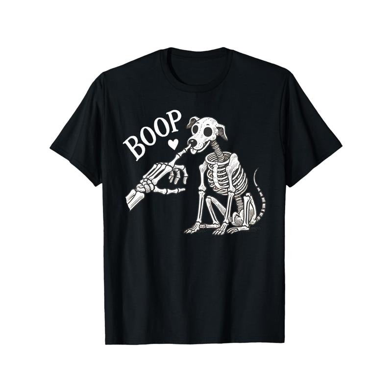Skeleton And Dog T-Shirt, men's round neck T-shirt made in usa Hoodie Sweatshirt | PrintMintTees.com