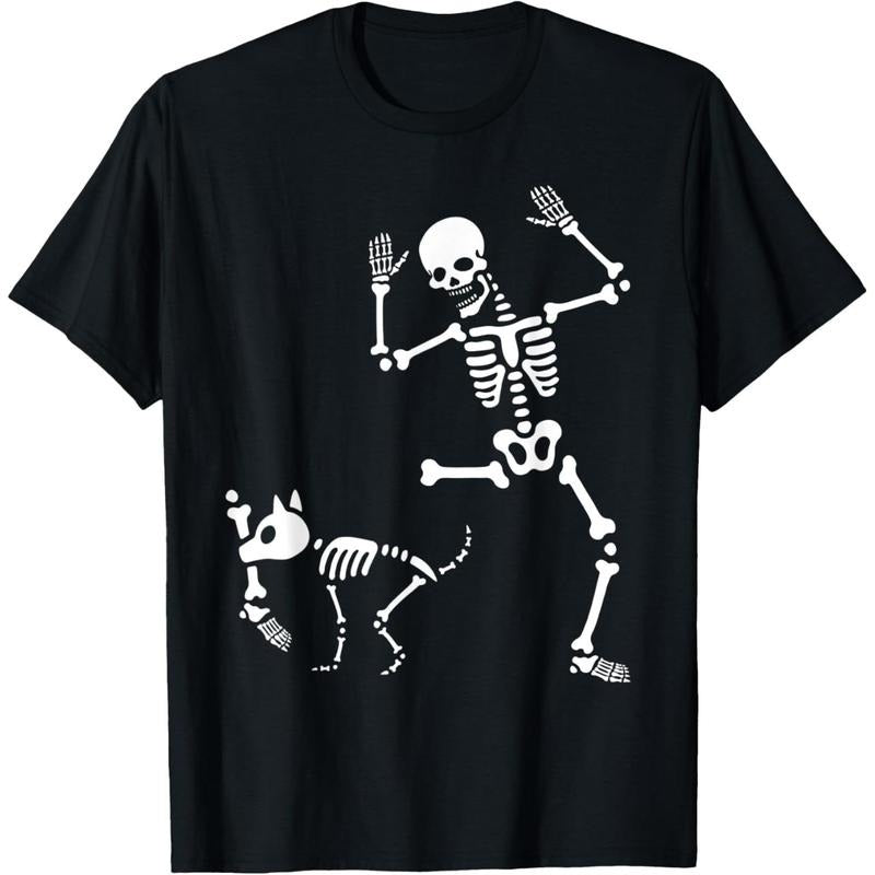 Skeleton Bones Halloween Dog Trick Or Treating Puppy Breeder T-Shirt made in usa Hoodie Sweatshirt | PrintMintTees.com