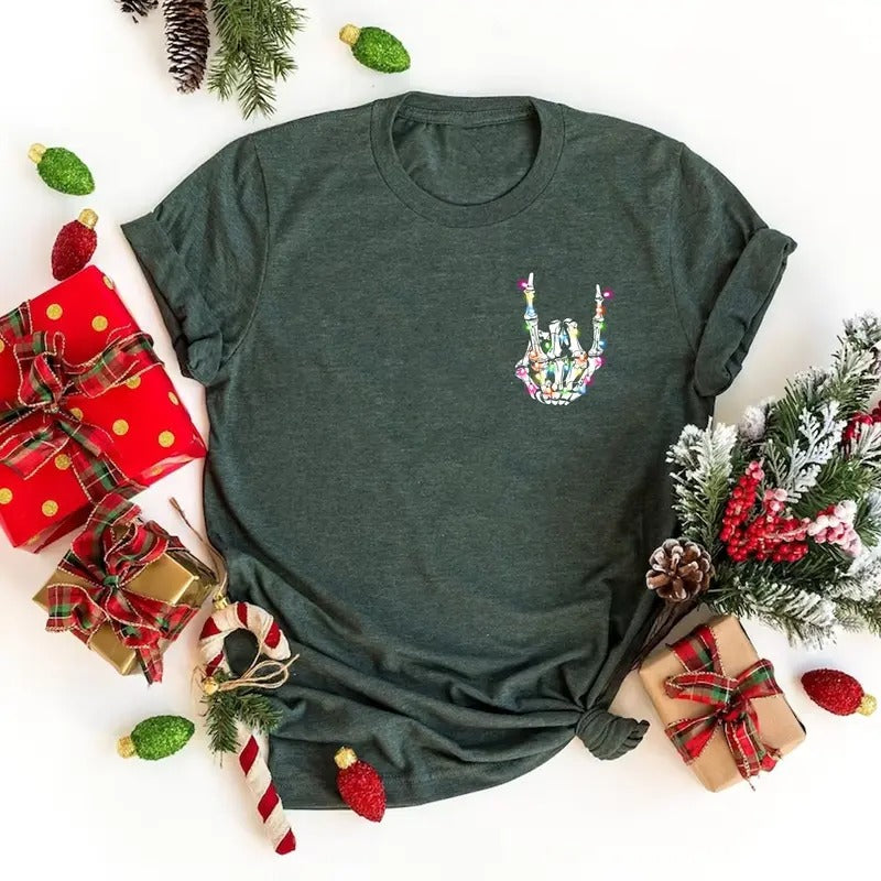 Skeleton Christmas Light Shirt Funny Skeleton Shirt Christmas Family Matching Shirt Hoodie Sweatshirt | PrintMintTees.com