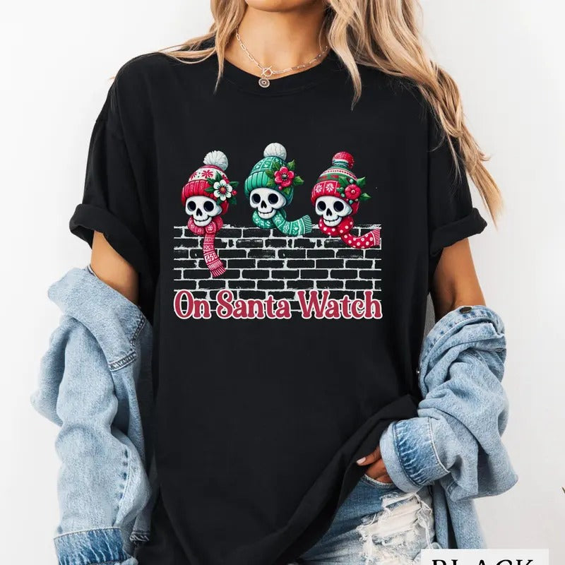 Skeleton Christmas Shirt Funny Skeleton Holiday Tee Festive Red Green Skeleton T-shirt Cotton Shirt Christmas Gift Idea...