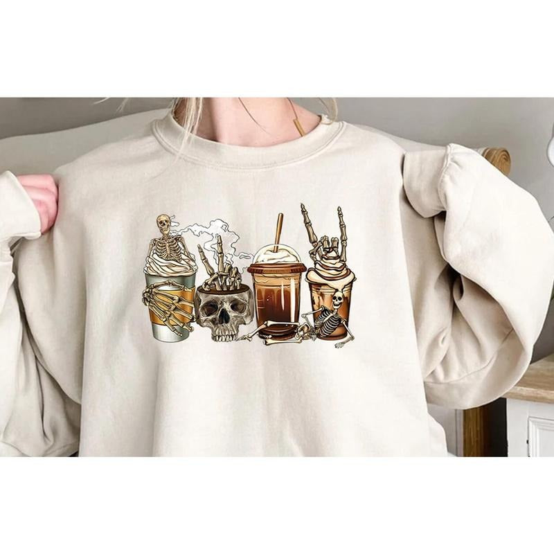 Skeleton Coffees Shirt Coffee Skeleton Shirt Halloween Shirt Halloween Coffee Coffee Shirt Skeleton Shirt Coffee Latte...